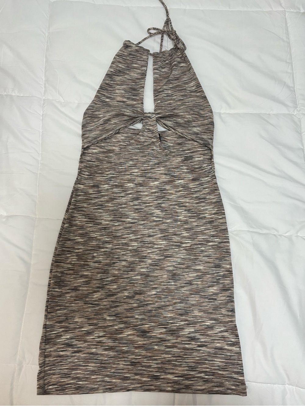 H&M Brown Multitone Halter Cutout Bodycon Mini Dress